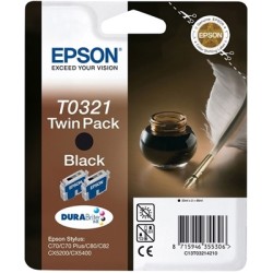 Epson - Epson T0321-C13T03214220 Siyah Kartuş 2'li Paket - Orijinal